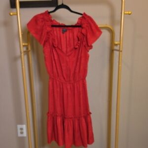 Current Air Red Ruffle-Sleeve Tiered Mini Dress